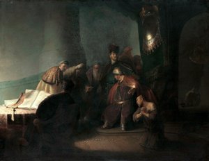 Judas devolviendo las treinta piezas de plata de Rembrandt van Rijn